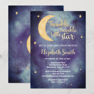 Invitation Twinkle Twinkle petite étoile aquarelle baby showe