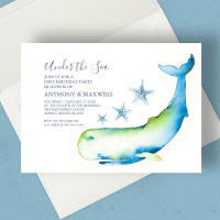 Twins 1er Anniversaire Aquarelle Baleine Starfish