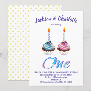 Invitation Twins 1er anniversaire de la fête des petits gâtea