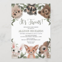 Twins bois animaux forêt amis baby shower