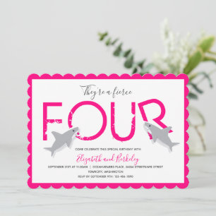Invitation Twins Fierce Four Hot Rose Shark Anniversaire