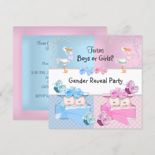 Invitation Twins Genre Reveillez Fête Garçons ou Filles Blue 