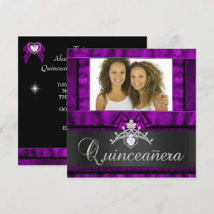 Invitation Twins Girls Purple Quinceanera 15e anniversaire