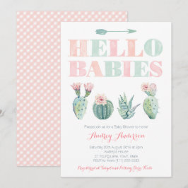 Invitation Twins ou Joint Baby shower Party avec Succulents