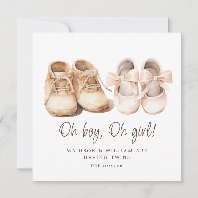 Invitation Twins Pregnancy Announcement  (Devant)