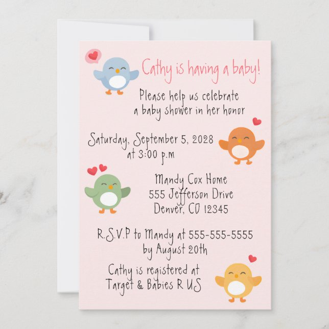 Invitation Twitter dans le Baby shower de la ville (Devant)