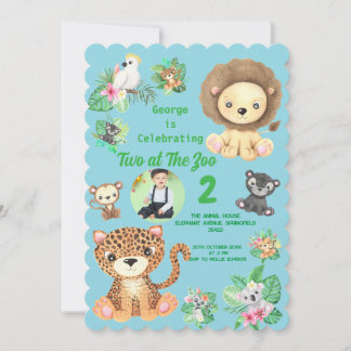 Invitation Two at The Zoo Jungle Animals Kids Birthday Photo