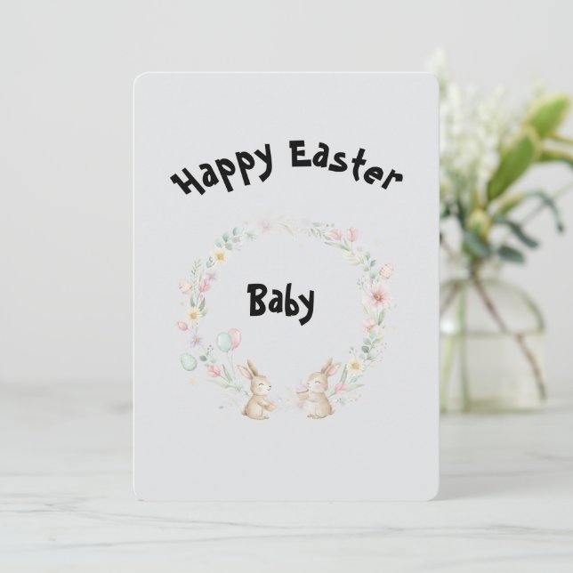 Invitation Two Bunnies Easter Greeting Card (Debout devant)