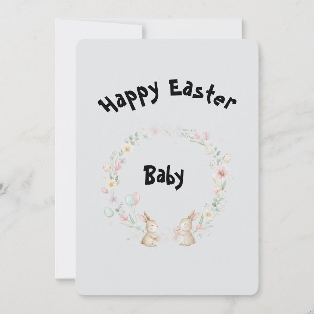 Invitation Two Bunnies Easter Greeting Card (Devant)