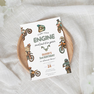 Invitation Two fast, dirt bike boy 2nd birthday