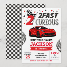 Invitation Two Fast Race Car Boy 2nd Birthday Party