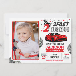 Invitation Two Fast Race Car Boy 2nd Birthday Party Photo