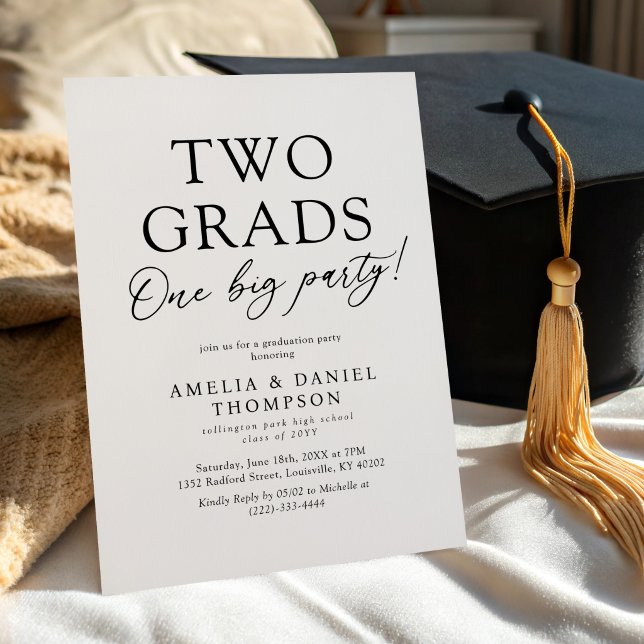 Invitation Two Grads One Big Party Graduation (Créateur téléchargé)