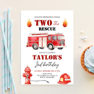 Invitation TWO Les garçons du camion de pompiers de secours 2