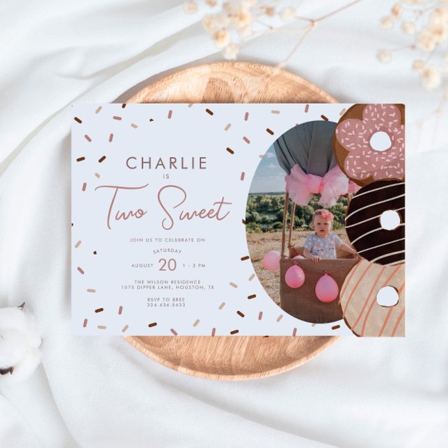 Invitation Two Sweet Donut 2nd - Photo de la fille Anniversai (Créateur téléchargé)