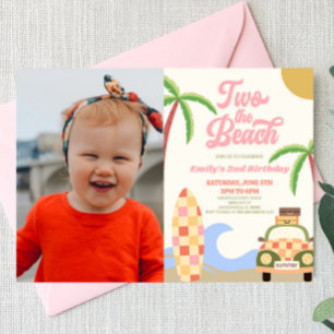 Invitation Two The Beach Surf Picture 2e fête d'anniversaire