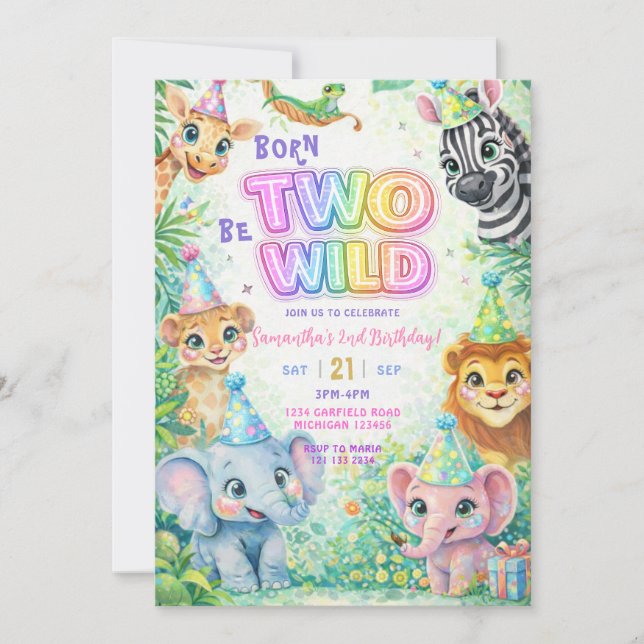 Invitation Two Wild Safari 2nd Birthday (Devant)