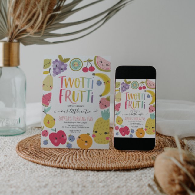 Invitation Twotti Frutti fête du deuxième anniversaire (Créateur téléchargé)