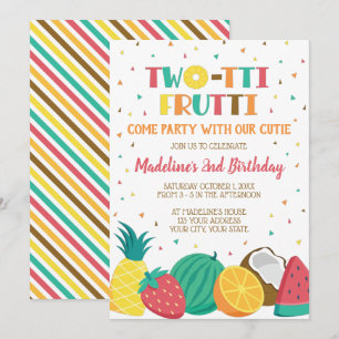 Invitation Twotti Frutti Girls Second Birthday Fruit Thème