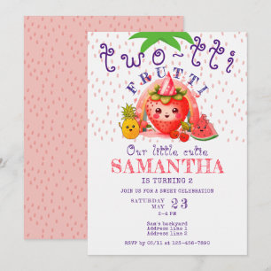 Invitation TWOTTI Tutti Frutti Fruit d'été Fille 2e anniversa