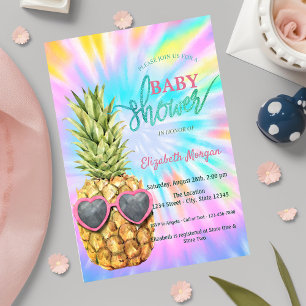 Invitation Tye-Dye Cool aux Ananas pour Bébé