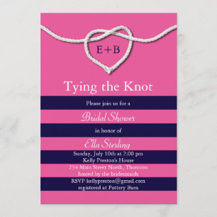 Invitation Tying Knot Fuchsia & Navy Fête des mariées Invitat