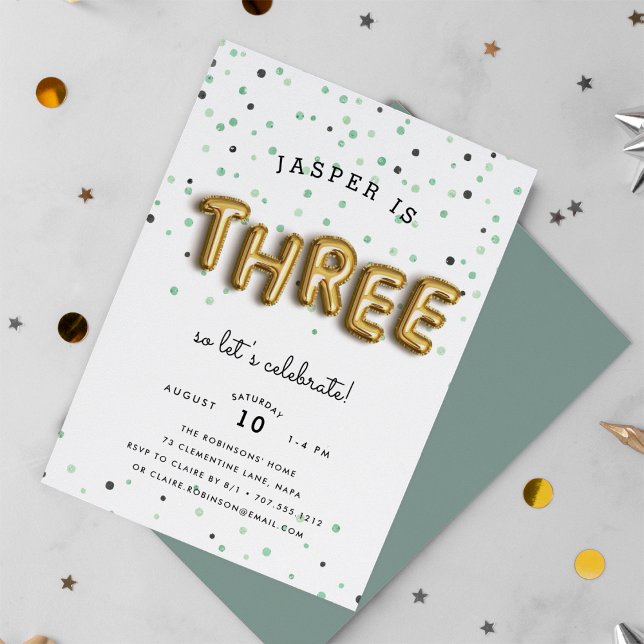 Invitation Type de ballon | Troisième anniversaire (Créateur téléchargé)