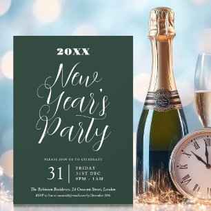 Invitation TYPE MODERNE Nouvel An Eve Party Vert