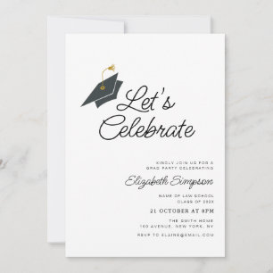 Invitation typographie à la mode fête de graduation noir & bl