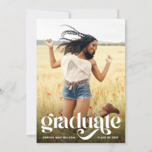 Invitation Typographie à la mode Revêtement blanc Photo Grad