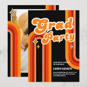 Invitation Typographie arc-en-ciel orange et rouge Soleil d'é
