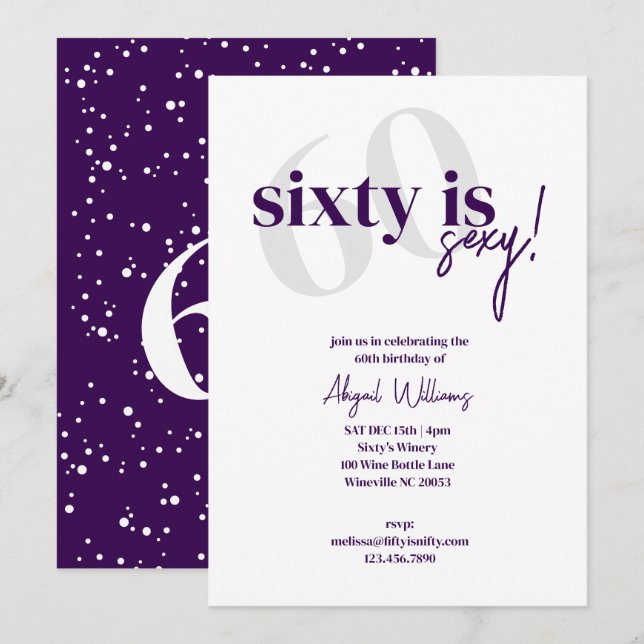 Invitation Typographie audacieuse avec Calligraphie 60 est An (Devant / Derrière)