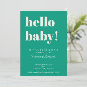 Invitation Typographie audacieuse Baby shower vert printemps 