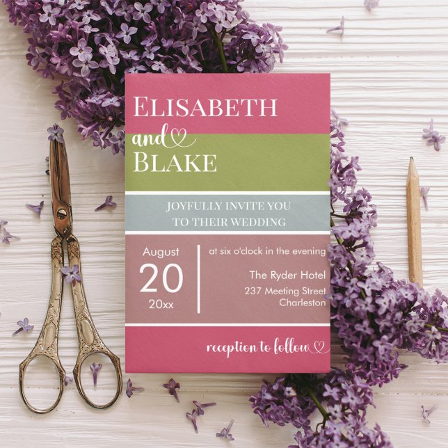 Invitation Typographie audacieuse Magenta et vert Mariage mod (Créateur téléchargé)