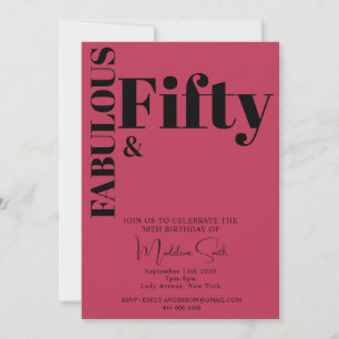 Invitation Typographie audacieuse Magenta Moderne 50e anniver