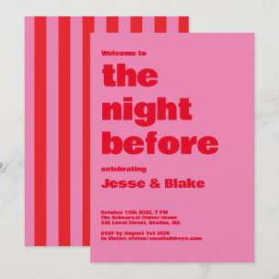 Invitation Typographie audacieuse, mariage rose et rouge