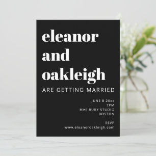 Invitation Typographie audacieuse Noir et blanc Mariage moder