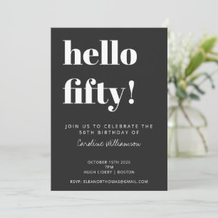 Invitation Typographie audacieuse Noir moderne 50e fête d'ann