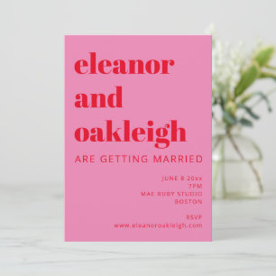 Invitation Typographie audacieuse rose vif et rouge Mariage m