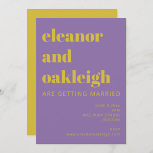 Invitation Typographie audacieuse violet clair Mariage modern
