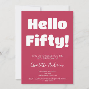 Invitation Typographie audacieuse Viva Magenta Moderne 50e an