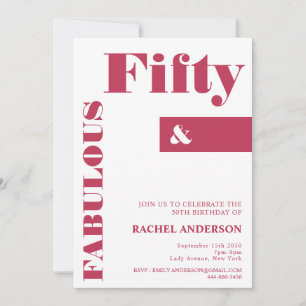 Invitation Typographie audacieuse Viva Magenta Moderne 50e an