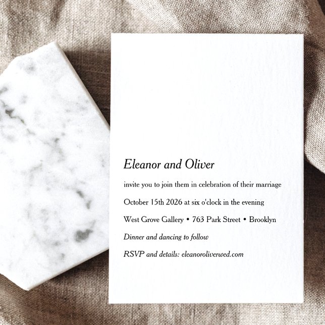 Invitation Typographie blanche moderne minimaliste Mariage Bo (Créateur téléchargé)