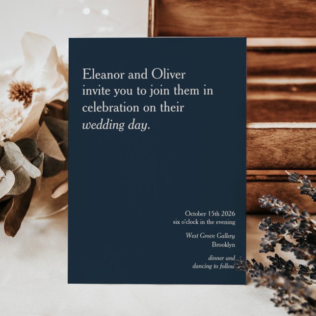 Invitation Typographie Bleue de la Marine profonde moderne Ma (Créateur téléchargé)