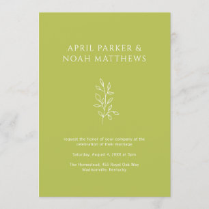 Invitation Typographie botanique simple Chartreuse Green