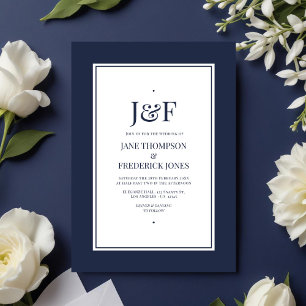 Invitation Typographie branchée Marine et Mariage blanc