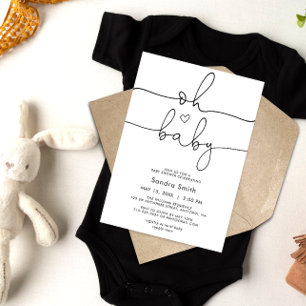 Invitation Typographie chic Baby shower neutre genre