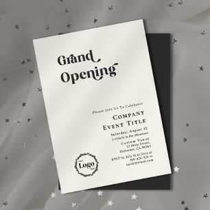 Invitation Typographie chic noir et blanc Grand ouverture