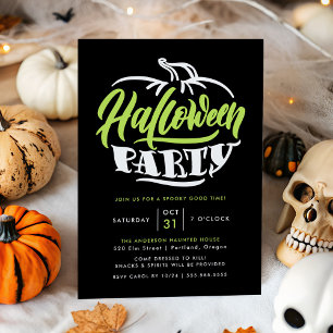 Invitation Typographie Citron & Citrouille Noire Soirée Hallo