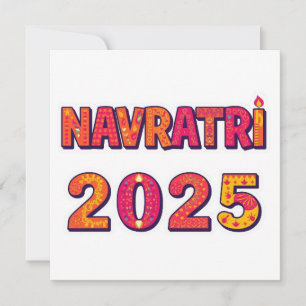 Invitation Typographie colorée du festival "NAVRATRI 2025"